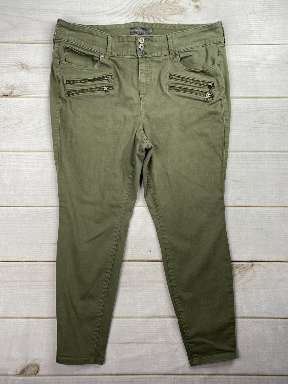 Torrid Super Soft Jegging Jeans Womens Plus 20 R Green Zip Pockets Skinny Stretc